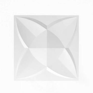 Imagem de Kit Placa de Revestimento de Parede 3D Dakar Decorativa 10 Unidades 25 cm X 25 cm Branco OEM