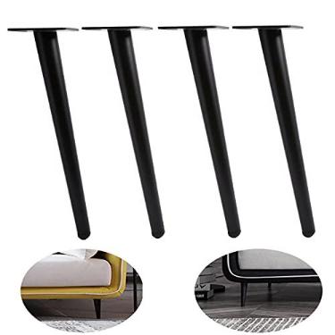 Imagem de ALXEH Perna oblíqua para móveis de 25 cm, pernas de mesa de centro de metal afuniladas inclinadas 4 peças, pés de armário de sofá modernos de meados do século preto para projetos de bricolage em casa