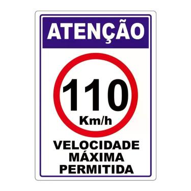 Imagem de Adesivo Velocidade Máxima Permitida 110Km Por Hora Branco
