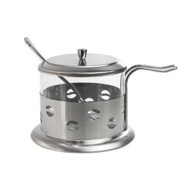 Imagem de Açucareiro Vidro e Inox Com Colher 200ml - NOVO SÉCULO