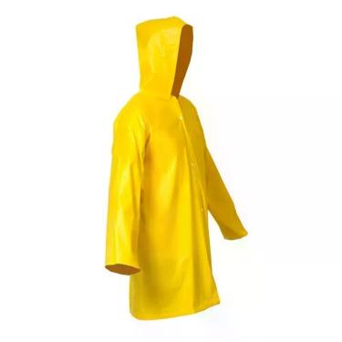 Imagem de Capa De Chuva Em Pvc Forrada Amarela Com Capuz Tam. M - Vinilseg