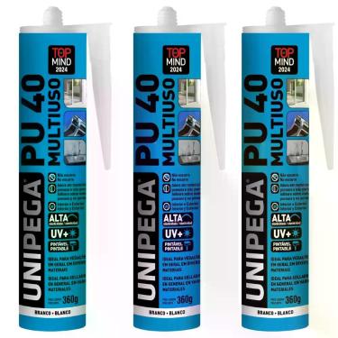 Imagem de Kit Selante PU40 Unipega 360g Multiuso Vedação 3 Un Branco - DEPECIL