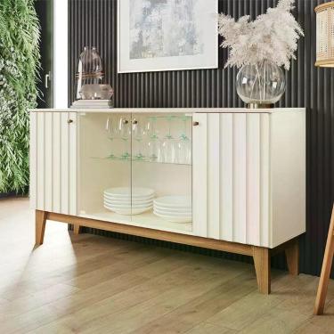 Imagem de Buffet Para Sala De Jantar Eiffel Com Portas De Vidro Off White Nature - Henn