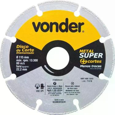 Imagem de Disco De Corte Diamantado, Segmentado, Para Metais, Metal Super, 115 Mm, Vonder Ostenvonder