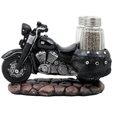 Imagem de Clássico conjunto de coqueteleira de vidro para motocicleta com suporte decorativo retrô para exibição de porco de estrada como barra de motociclista e decoração de mesa de cozinha para cortadores e motociclistas vintage ou presentes para motociclistas