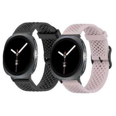 Imagem de Pulseira de silicone Lamshaw compatível com Galaxy Watch 8, pulseira de silicone Lamshaw com fivela de metal compatível com Galaxy Watch 8 de 40 mm, 44 mm, 46 mm clássico, smartwatch LTE ultra 47 mm