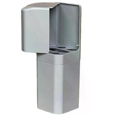 Imagem de Porta Escovas e Creme Dental OEM para Organização de Itens de Higiene Bucal com Encaixe Adesivo Plástico Cinza 21cm