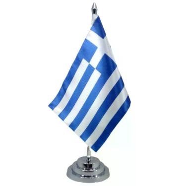 Imagem de Bandeira Mesa Dupla Face Grécia 29 Cm Alt Mastro