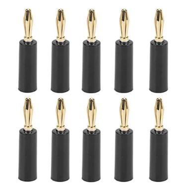 Imagem de 10 pçs Banana Plugs 4 mm Conector de entrada de sem solda Straight Six Blade Head para equipamentos eletrônicos industriais, fio de alto-falante, placa de parede, home theater (preto)