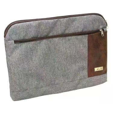Imagem de Case LS Bolsas para Notebook 15.6" Cinza Mescla e Marrom 2 divisões - 