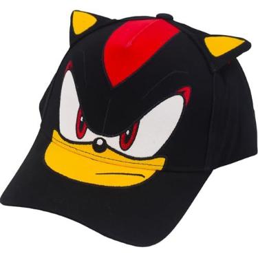 Imagem de Boné de beisebol Shadow The Hedgehog, boné adulto Sonic ajustável com orelhas 3D e aba curvada, preto, tamanho único, Preto, Tamanho Único