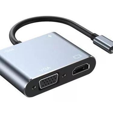 Imagem de Hub Usb Tipo C 4 Em 1 Usb 3.0 Hdmi Vga Pd Power - Rhos