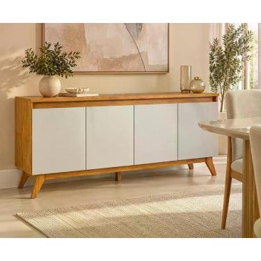 Imagem de Buffet Aparador 4 Portas MDP/MDF Mel Off White 156cm Eifel Marrom - Vi