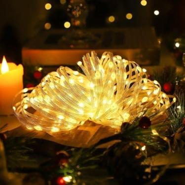 Imagem de Luzes de Natal, Pisca Pisca Natal Branco Quente, 10m de Comprimento 66 lâMpadas Decoração para Festas Natal, Recarregável Por Usb(20 Metros Branco Quente USB,1)