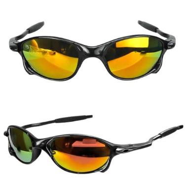 Imagem de Óculos de Sol Lupa Juliete Masculino Preto com Lente Laranja e Proteção UV, Lentes Policarbonato, Hastes Reforçadas