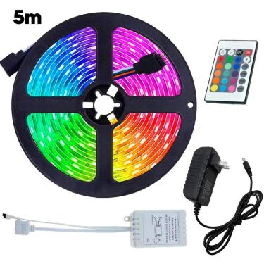 Imagem de Fita Led Rgb 5m Brilho Digital Colorido Iluminação Controle - LED 5M