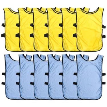 Imagem de Kisangel Sports Pinnies Basketball Practice Jersey Futebol Scrimmage Colete de Treino de Secagem Rápida Colete de Equipa Desportiva para Jogos de Construção de Equipas Futebol Amarelo Azul, Cores sortidas, 63.00X43.00X0.10CM