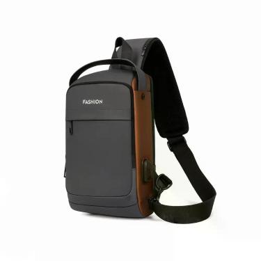 Imagem de Bolsa Masculina Antifurto Transversal Prova DÁgua Com USB e Senha - Co