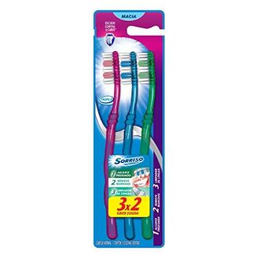 Imagem de Escova de Dente Sorriso Tripla 1 2 3 3unid Promo Leve 3 Pague 2
