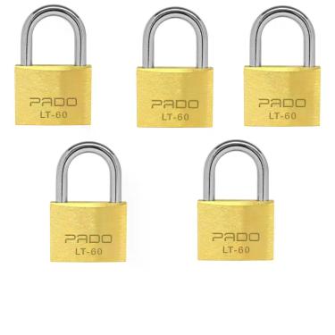 Imagem de Kit 5 Unidades Cadeado Latão 60mm Pado Segredos Diferentes, Cadeado La