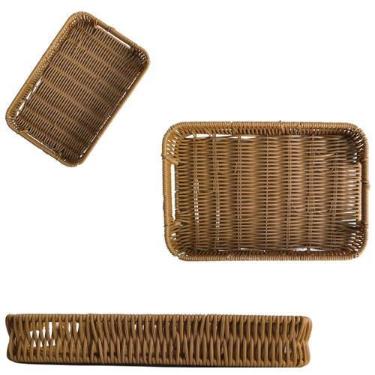 Imagem de Bandeja Retangular De PVC Trançado Pão Frutas Para Servir 30cm Mod1 - 