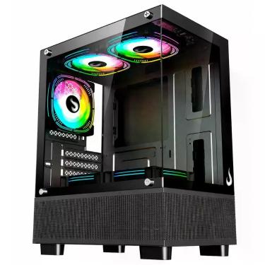 Imagem de Gabinete Gamer Crystal Glass 02 Mid Tower M-ATX ITX Vidro Temperado sem Fan Preto Rise Mode RM-CA-CY-02-FB
