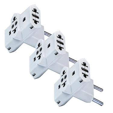 Imagem de Kit com 03 Adaptadores Benjamim Tomada T Com 3 Entradas Multiplicador de Tomadas 10A até 250v Plug Fino - Bivolt 110v 220v - CompleteStore®