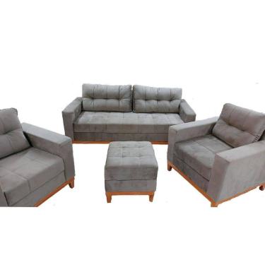 Imagem de Kit Sofá Emporium 190 C/ 2 Poltronas 80 + Puff Jolie Chocolate Finezzi