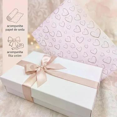 Imagem de Kit Caixa Presente Infantil Com Laço De Cetim Berit Brasil Branca Ceti