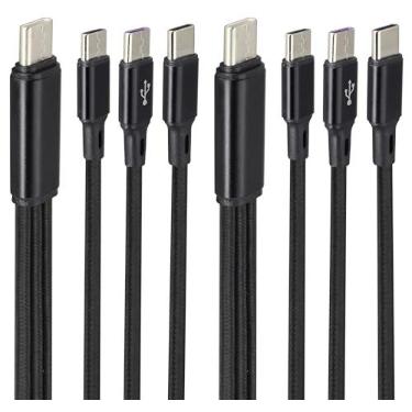 Imagem de AAOTOKK 2-unidades/4 pés USB C desvio e cabo nylon tecido 5 V / 2 A USB 2.0 tipo C cabo de carregamento macho, adequado para telemóveis, bancos de energia, carregadores, dispositivos USB C (preto-3