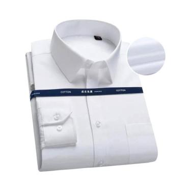 Imagem de Camisa Social Masculina plus Size De Manga Longa 100% Algodão Branca E