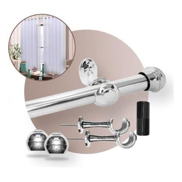 Imagem de Kit Varão Simples 2,50 Metros 28mm P/Cortina Cromado Grosso