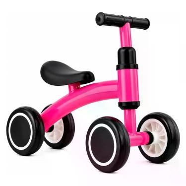 Imagem de Bicicleta de Equilíbrio Infantil sem Pedal 4 Rodas com Assento Anatômico e Guidão com Limitador de Giro Rosa Freio
