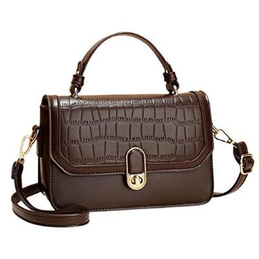 Imagem de Bolsa de ombro elegante elegante e moderna para mulheres bolsa de couro de crocodilo, Café