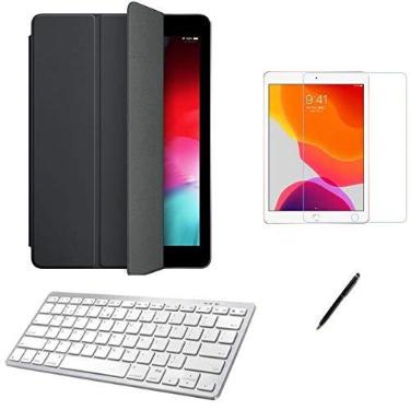 Imagem de Kit Capa Smart Case iPad 8a Geração 10.2 /Can/Pel e Teclado Branco - Preto