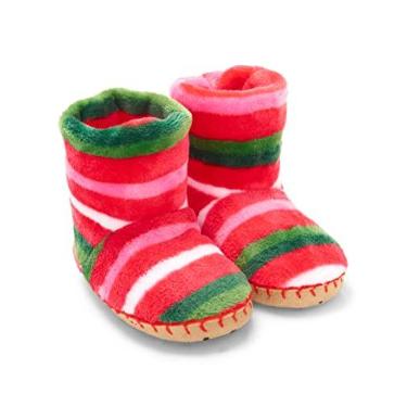 Imagem de Hatley Pantufas de lã felpudas para meninas, Listras de bengala doce, 8-10 Little Kid
