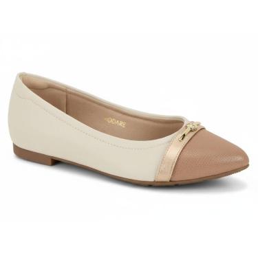 Imagem de Sapatilha Modare Conforto Bico Fino Branco Off Nude Dourado -, Branco 