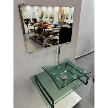 Imagem de Gabinete De Vidro Banheiro Tampo Lavatório Pia 40x40cm 50x40cm 60x40cm (VERDE TRANSLUCIDO,50X40)