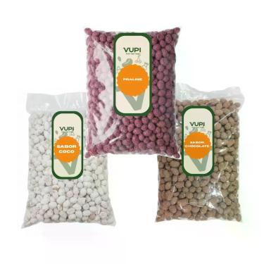 Imagem de Kit Amendoim Doce Sabor Chocolate - Coco - Praline Doce - VUPI, 500 un