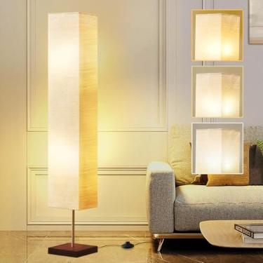 Imagem de GyroVu Lâmpada de chão para sala de estar, luminária de chão de LED lâmpada de chão de coluna lâmpada de pé lâmpada de canto moderna para quarto, escritório e sala de estar - bege (lâmpadas incluídas)