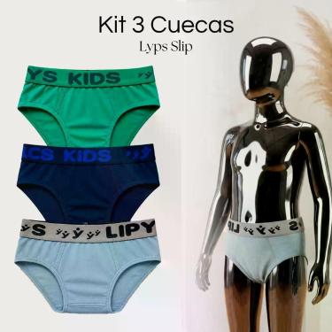 Imagem de Kit 3 Cuecas Infantil Masculina Algodão Lyps Slip Cós 312 - Fashion Ne