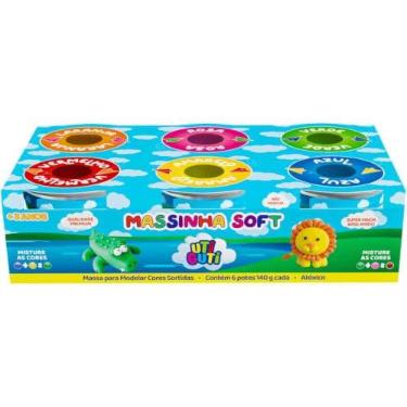 Imagem de UTIGUTI Massinha Soft, Massa para Modelar Colorida em 6 Potes de 140g