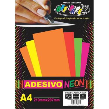 Imagem de Adesivo Neon Laranja A4 100g Off Paper - 20 unidades