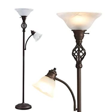 Imagem de GyroVu Luminária De Chão Torchiere Para Sala De Estar, Luminária De Leitura De Pé Led Para Quarto Com Cúpula De Vidro Para Sala De Estar, Quarto De Canto, Escritório Em Casa, Lâmpadas Incluídas (Ver
