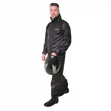 Imagem de Conjunto Capa de Chuva Pvc G Combate c/ Capuz Masculino Preto Refletiv