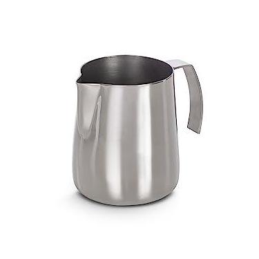Imagem de Leiteira Pitcher 350 ml Pressca produzida em aço inox excelente acabamento e ótima durabilidade. Jarra para vaporizar e espumar leite. Profissional e doméstico.