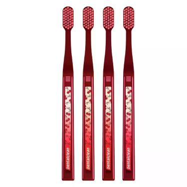 Imagem de Escova de Dente Dentalclean 4368 com Cerdas Ultra Macias e Cabo Ergonômico 4 Unidades Vermelho