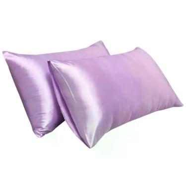 Imagem de Kit 02 Fronhas Cetim 70cm x 50cm Anti Frizz Lilás - Tuca Casa