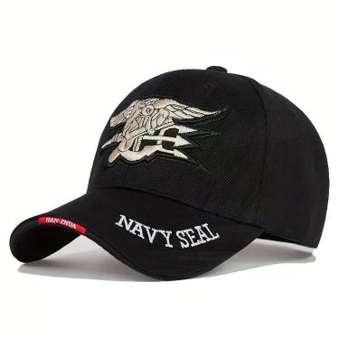 Imagem de Boné De Beisebol Militar Navy Seal - Ajustável, Poliéster Estiloso Preto