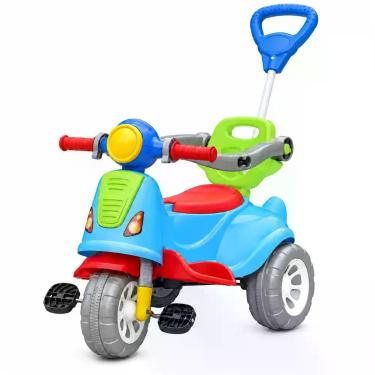 Imagem de Carrinho Passeio Infantil Triciclo Avespa Colorido Ajustável Seguro Cr